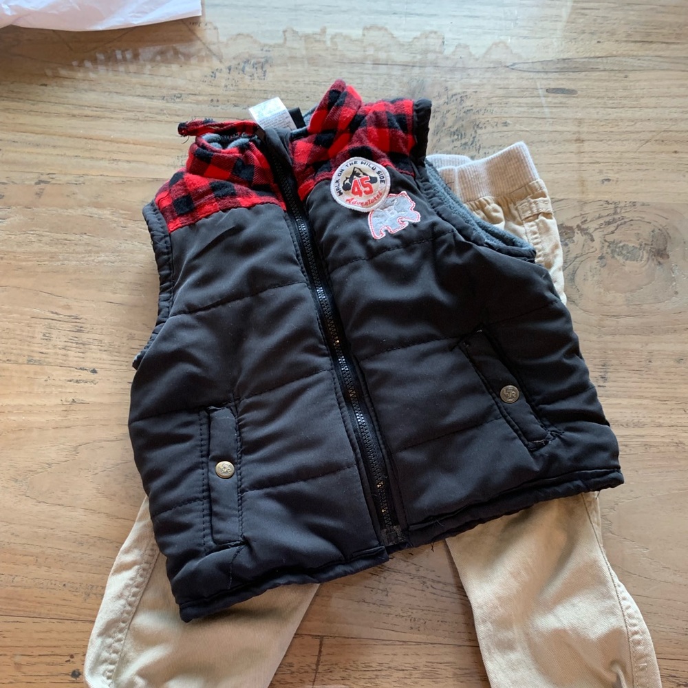 Boys 24 months Bear vest + pants outfit